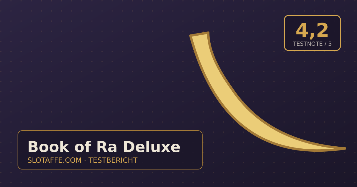 Book of Ra Deluxe – Titelgrafik des unabhaengigen SlotAffe-Testberichts mit Lizenz, Bonus und Auszahlungsinfos